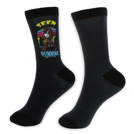 Bigfoot Seen Running Socks - Funny Running Gift - Sasquatch Sports Socks